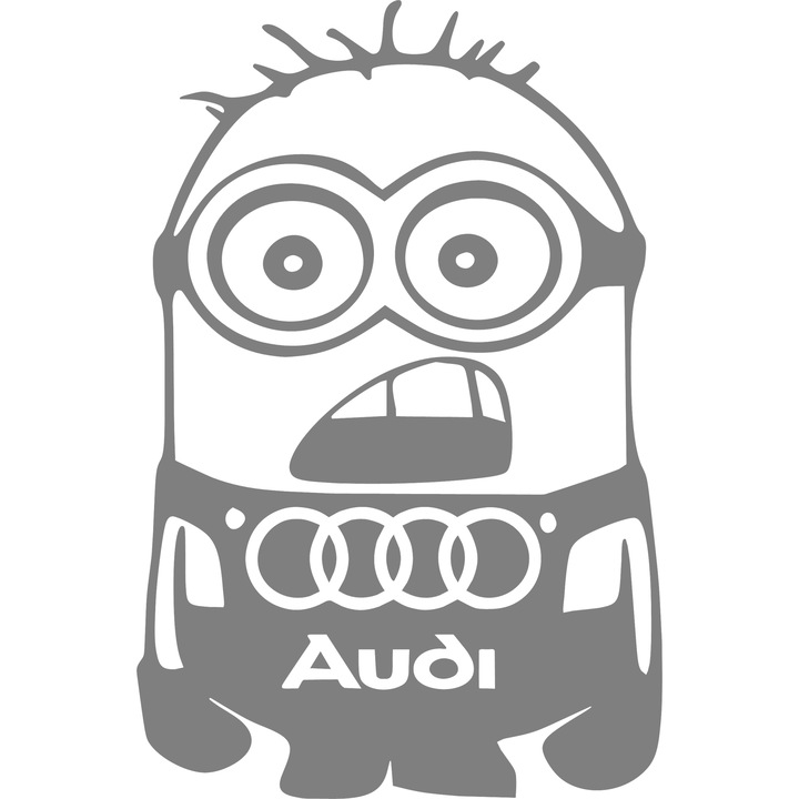 Sticker auto "Audi minion'', 20x14cm, gri