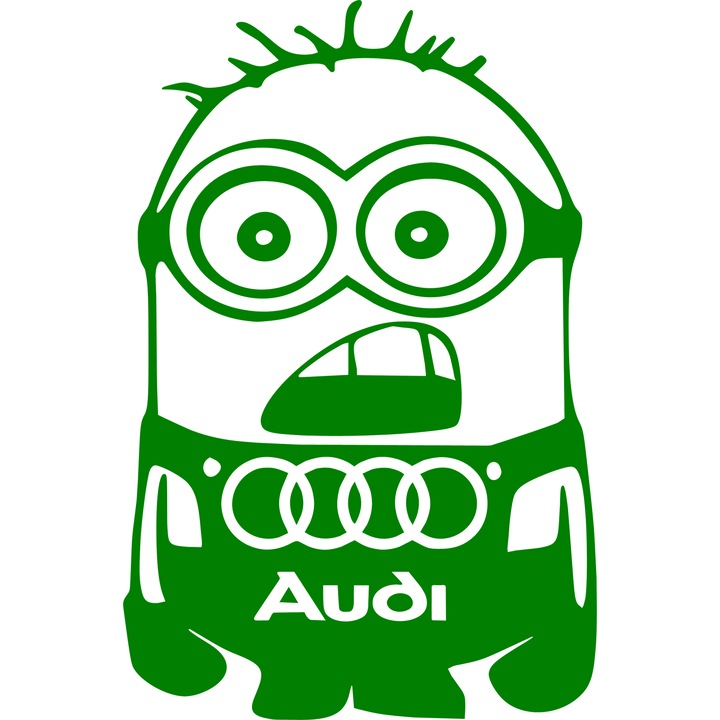 Sticker auto "Audi minion'', 20x14cm, verde