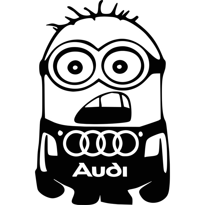 Sticker auto "Audi minion'', 20x14cm, negru