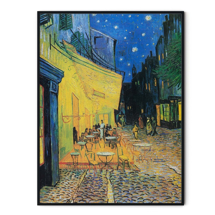 Tablou decorativ color, Intaglio, Clasic, Terrace at Night de Van Gogh, fara rama, print pe hartie foto Fine Art 70 cm 50 cm