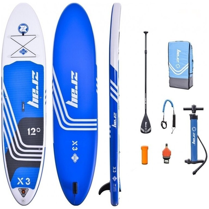 Set placa gonflabila Stand Up PaddleBoard Zray X-Rider X3 12', 365x81x15 cm, cu lesa, vasla, pompa si geanta transport incluse