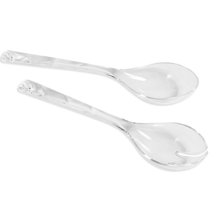 Set 2 linguri pentru servire salata, transparent, 28 cm