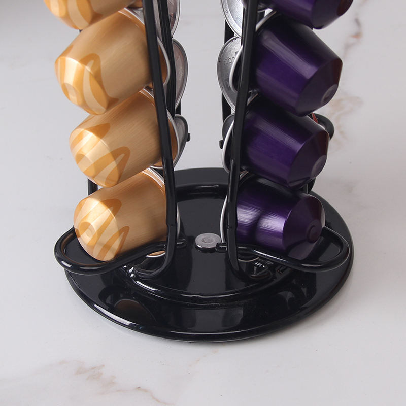 Поставка за капсули 40 Nespresso, въртяща се, черна, метална, 40x15 см ...