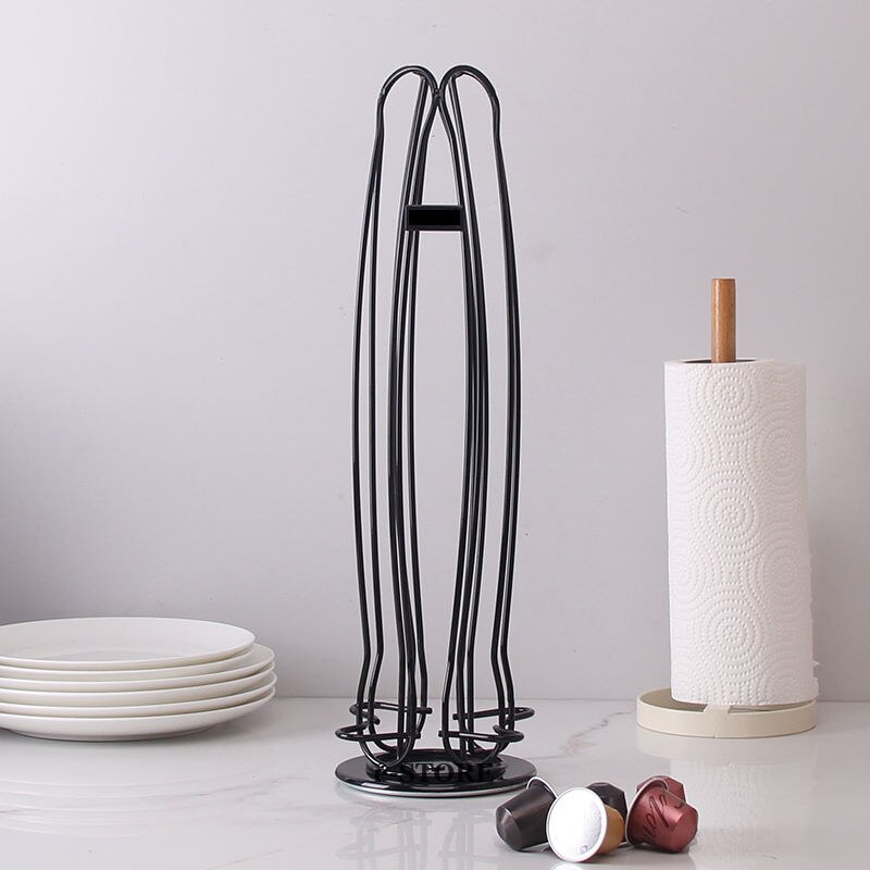 Поставка за капсули 40 Nespresso, въртяща се, черна, метална, 40x15 см ...