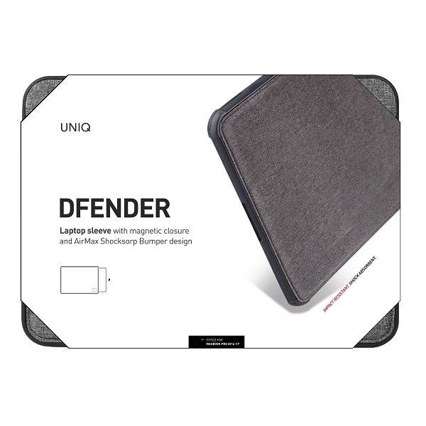 Husa pentru laptop, UNIQ, Defender, 16 inch, Gri, Absorbtie a socurilor, Protectie AirMax 360°, Inchidere magnetica