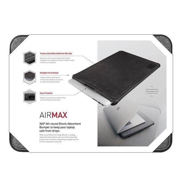Husa pentru laptop, UNIQ, Defender, 16 inch, Gri, Absorbtie a socurilor, Protectie AirMax 360°, Inchidere magnetica