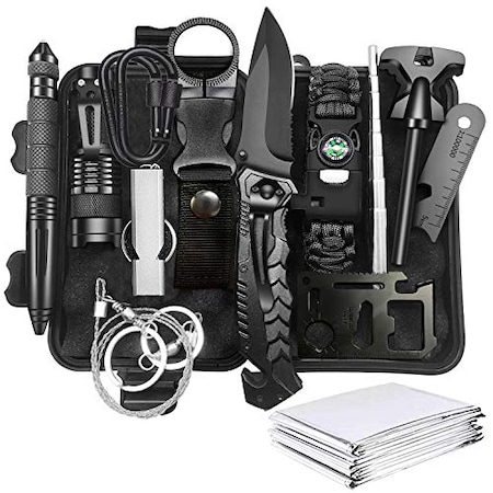 Set de supravietuire, MAKS, 13 in 1 Instrumente profesionale de supravietuire, drumetie, camping, echipament de prim ajutor si de urgenta