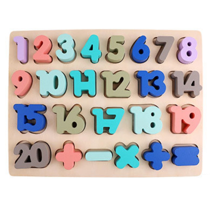 3D fa puzzle számok és műveletek 1 - 20 Pasztell