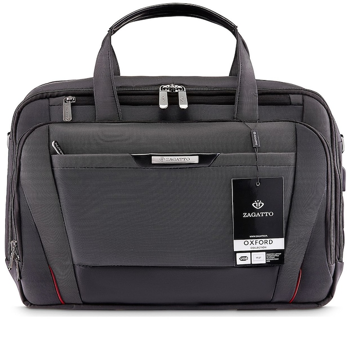 Чанта за лаптоп Zagatto, Полиестер/найлон, 17,3", Регулируема презрамка, Черен