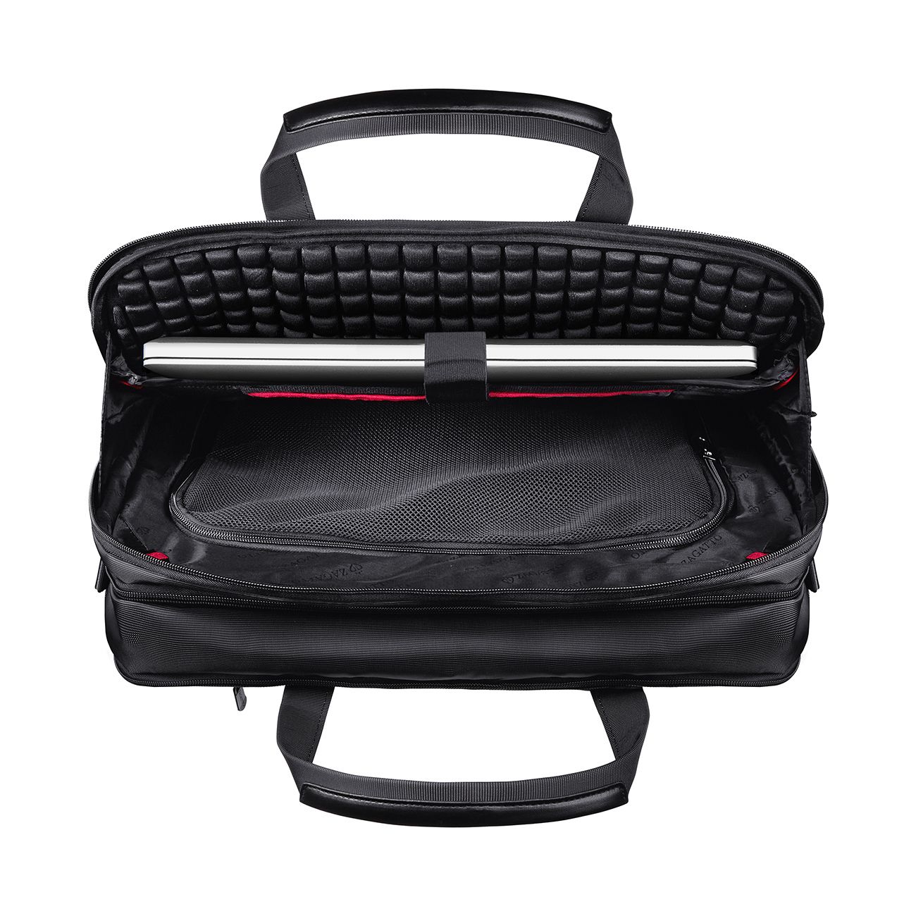 Geanta laptop, Zagatto Oxford, 17.3", 33x46x17.5 cm, Negru, Manere din piele ecologica, Buzunar Rfid Secure, Atasabila la troler, Impermeabila, Buzunar laptop captusit cu spuma antisoc, Multifunctionala, ZG133