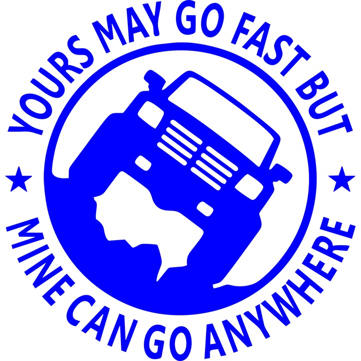 Sticker auto "Mine can go anywhere off road'', 20x20cm, Albastru