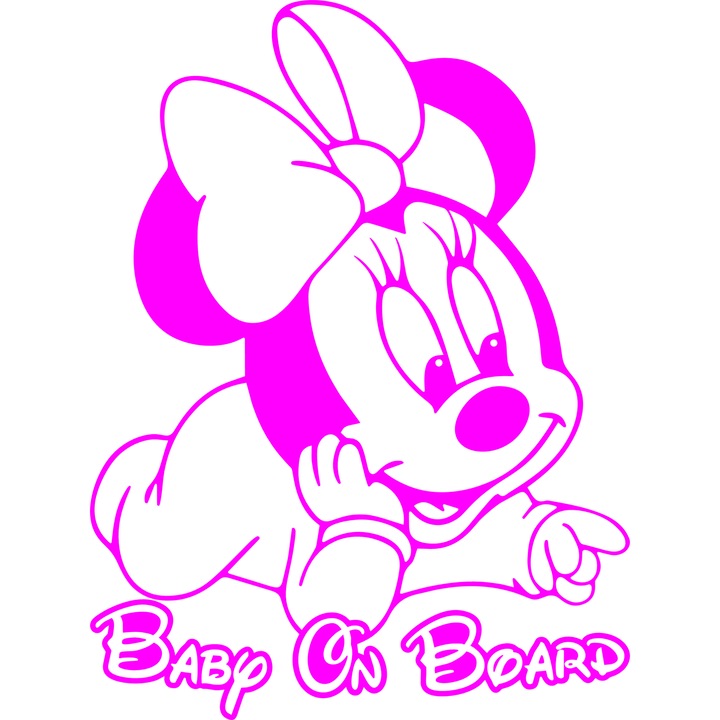 Sticker auto "Minnie baby on board'', 17x13cm, Roz