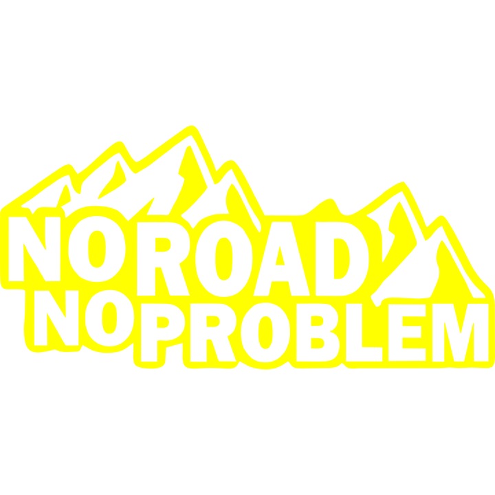 Sticker auto "No road, no problem'', 25x12cm, Galben