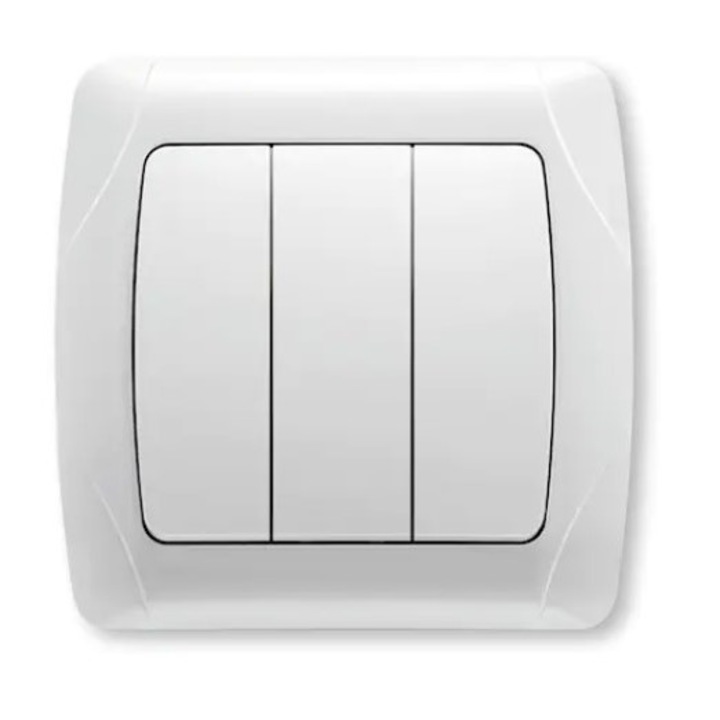 Intrerupator triplu Viko Carmen, Panasonic, IP 20, alb, din plastic