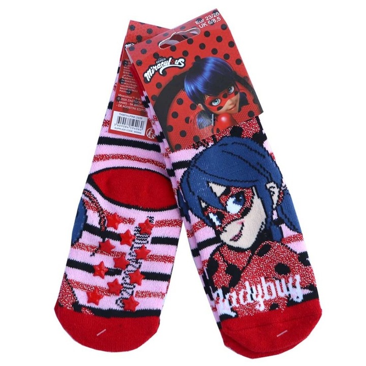 Неплъзгащи се чорапи LadyBug 12338, Розово