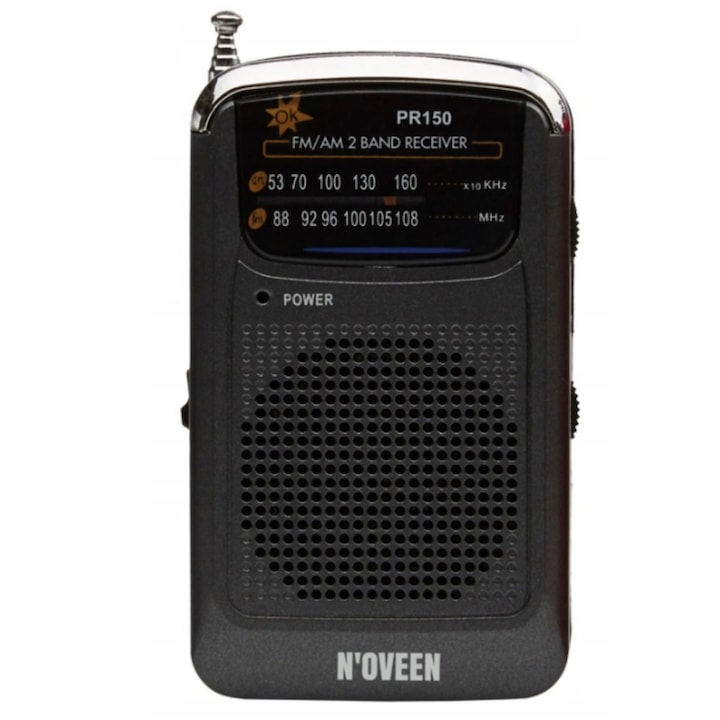 NOVEEN PR150 Hordozható rádió, AM / FM, fekete