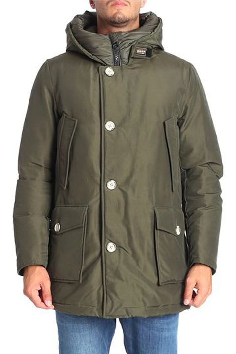 Parka pentru barbati, Woolrich, ARTIC, cu gluga, impermeabila, 90% puf de rata, Kaki, S EU
