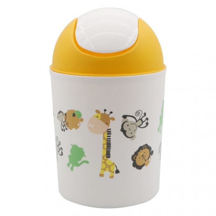 Cos gunoi baie, Inter Ceramic, Jungle ICCA 72891, Alb/Galben, 5 l