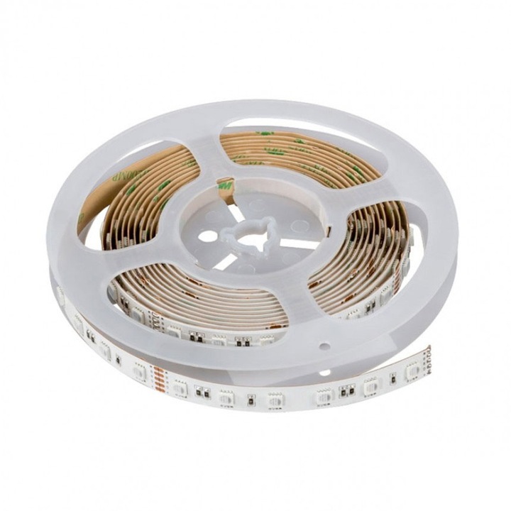RGB LED лента Lightex 5050, 60бр/м, 24VDC, 12W/метър, IP67, 720lm/m, Опаковка 5м