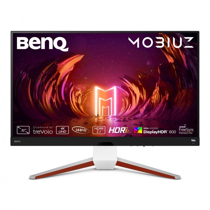 Monitor BenQ EX3210U 144Hz, IPS, 32 hüvelykes, széles, 4K, 2ms, HDR10, HDMI, DisplayPort, fehér/fekete