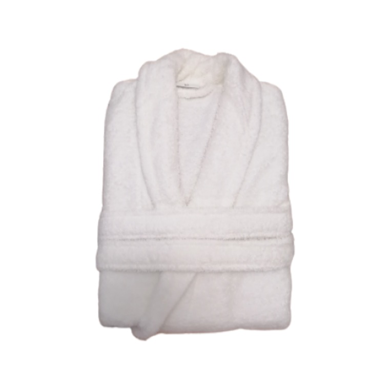 Halat de baie, bumbac, culoare ivoar, unisex, marime M