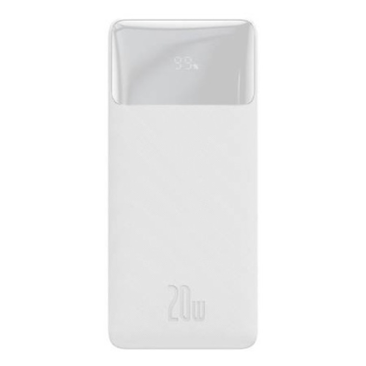 Baseus Bipow 30000mAh Powerbank, 2xUSB, USB-C, 20W (бял)