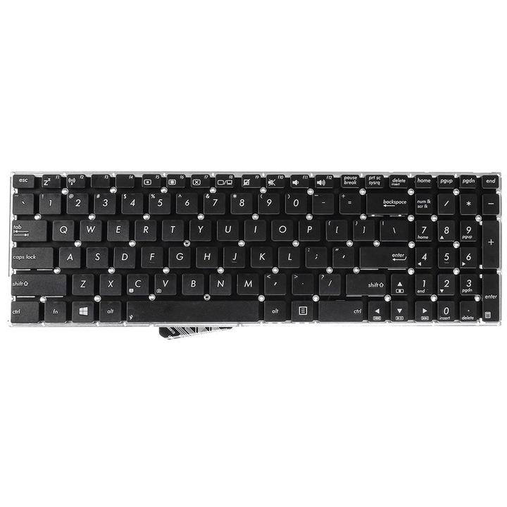 Prémium laptop billentyűzet kompatibilis: Asus A555 A556 D555 X554 X555 X556 R555JM K555 keret nélküli, amerikai elrendezés, numerikus billentyűzet, fekete
