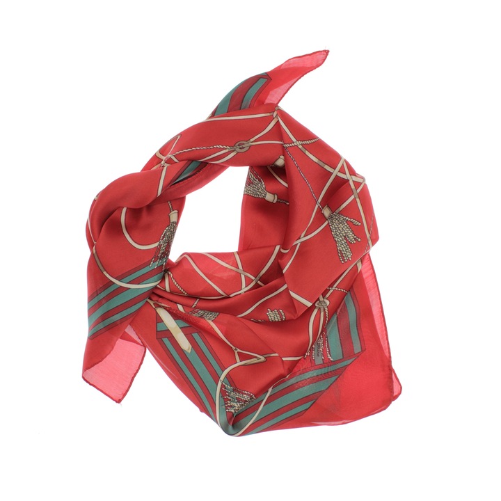 Esarfa, de dama, 70x70 cm, Buticcochet, cu imprimeu stilizat, Rosu - ES1193