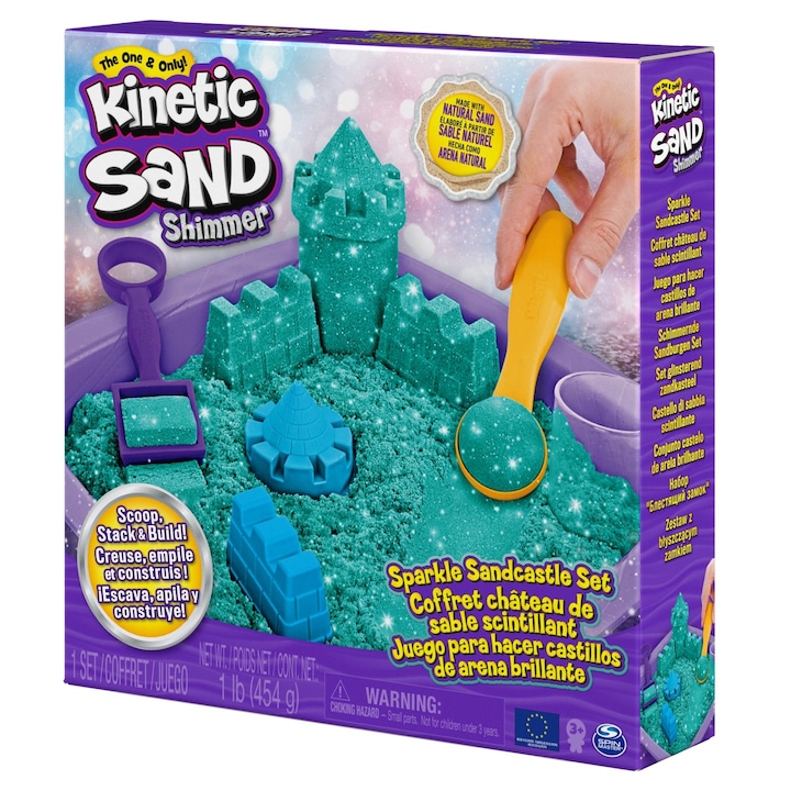 Set Kinetic Sand - Shimmering, turcoaz, 454g