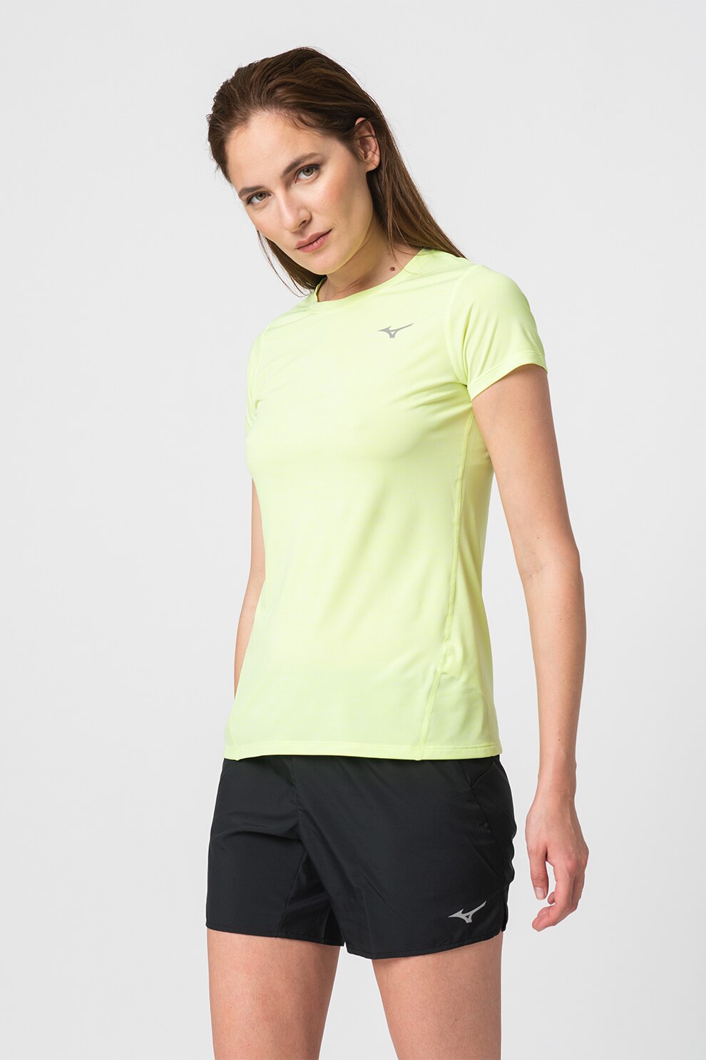 Mizuno Tricou cu logo pentru alergare Impulse Core Verde neon S