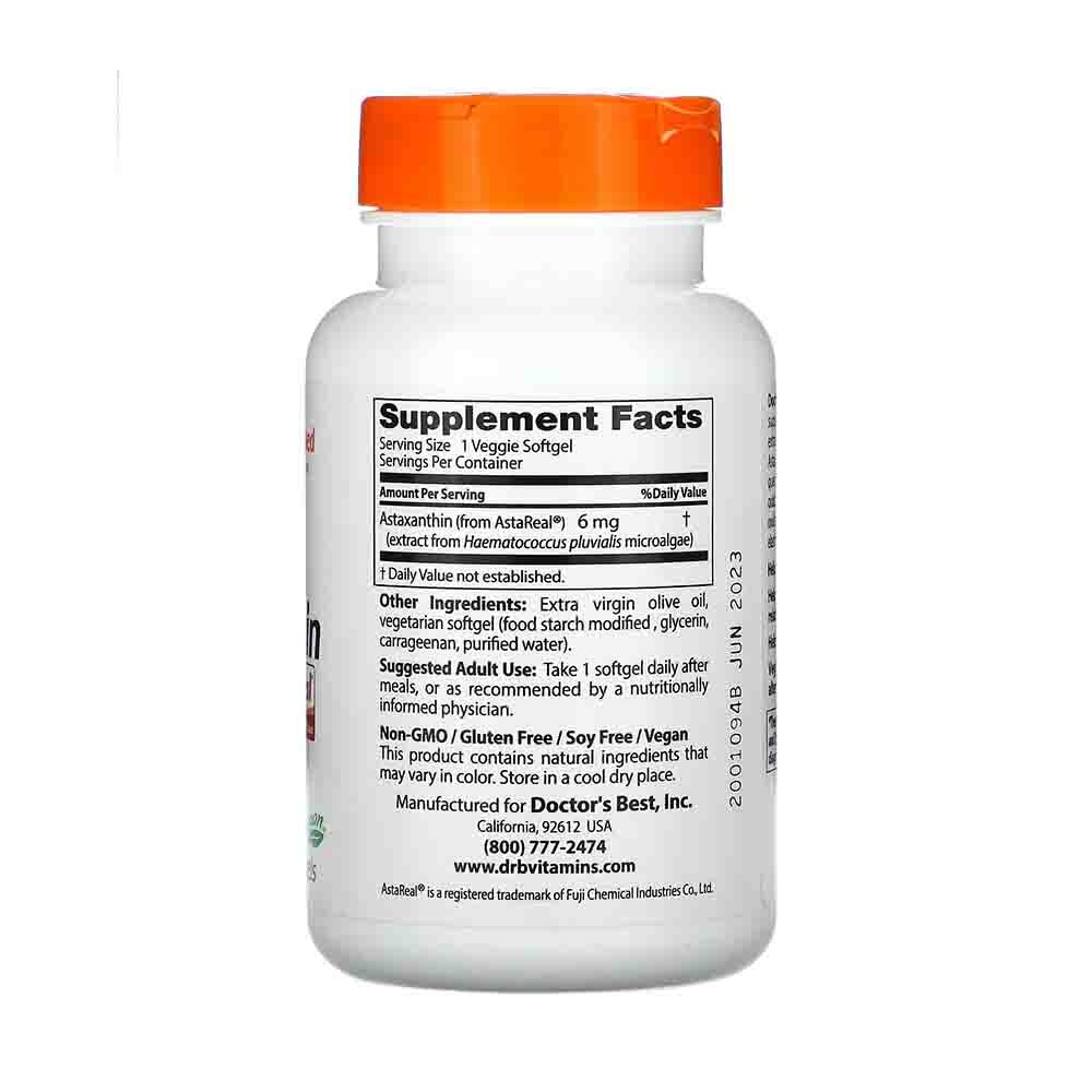 Astaxanthin with AstaReal, 6mg, Doctor's Best, 30 softgels eMAG.ro