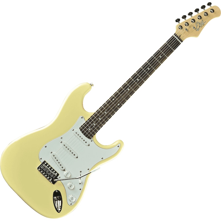 Електрическа китара Eko S-300 Cream, Стратокастър-тип, Тремоло бридж, Кремав, Включва кабел