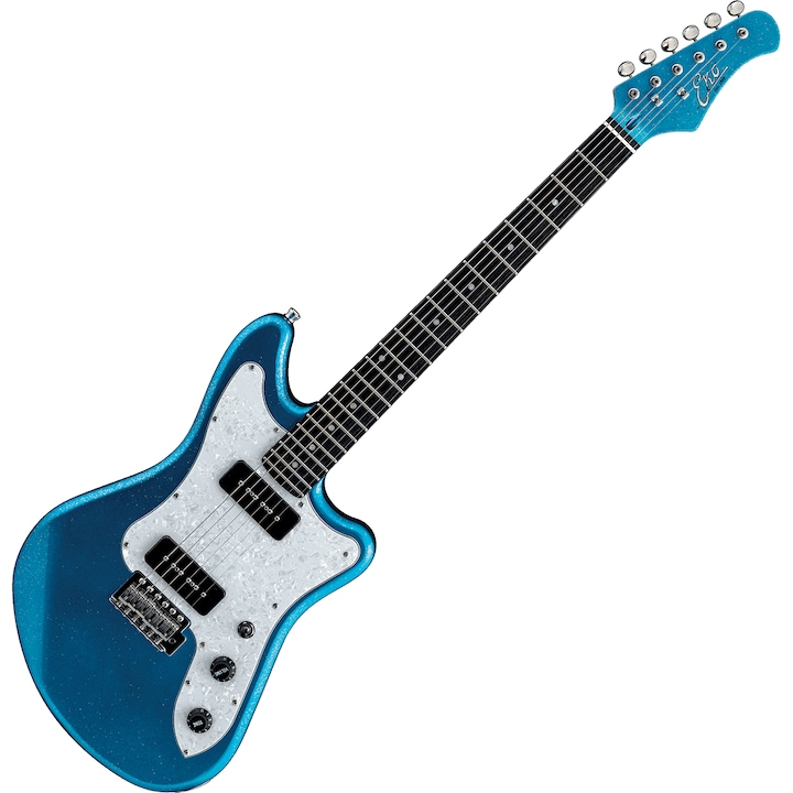 Електрическа китара Eko Camaro VR 2-90 Blue Sparkle, Jaguar форма, P90 адаптери, Син