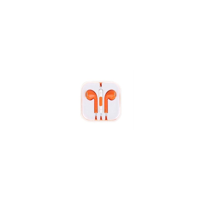 Casti audio cu conector Lightning, compatibile cu iPhone 7, 7 Plus, 8, 8 Plus si iPhone X, Portocaliu