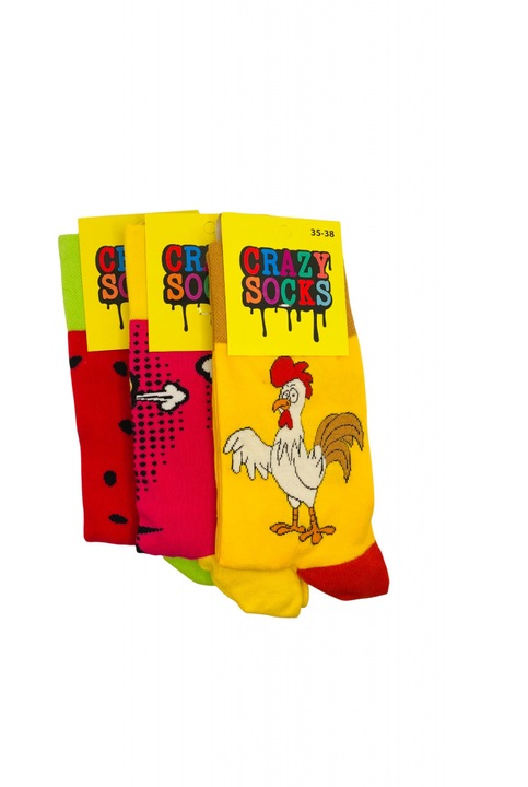 Set 3 perechi sosete cu model pentru dama, multicolore, marimea 35-38