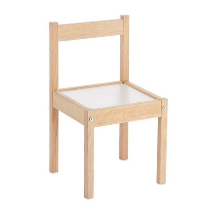 Дървен детски стол, бял, 28x28x50