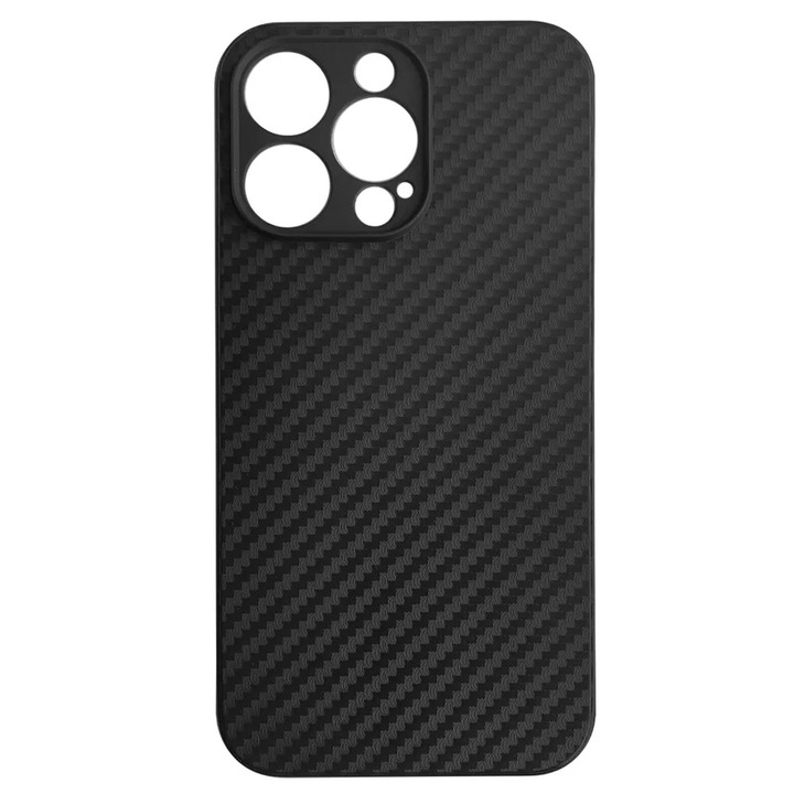 Husa pentru iPhone 15 Pro Max - Silicon subtire, Carbon Skin, cu decupaje camere, Ultra Slim, Gel, 0.3mm, GEKKO Mobile®