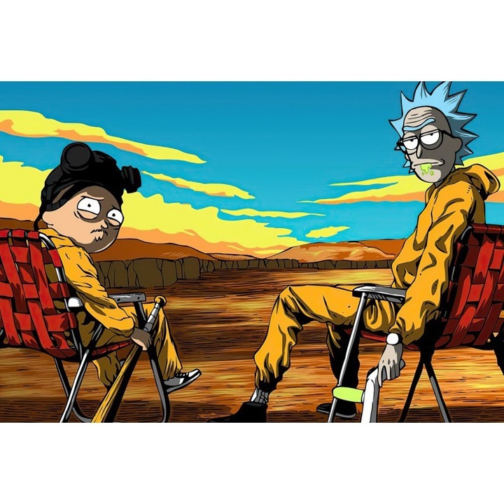 Rick And Morty Breaking Bad Poszter, 61x90cm, Többszínű