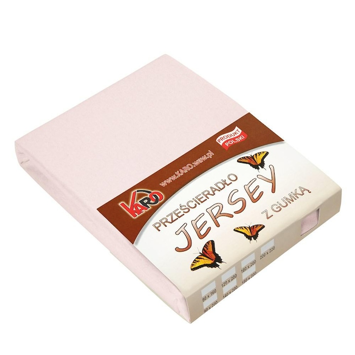 Cearceaf cu banda elastica Karo, Jerseu, 150g/m2, 140x160cm, Roz pudra