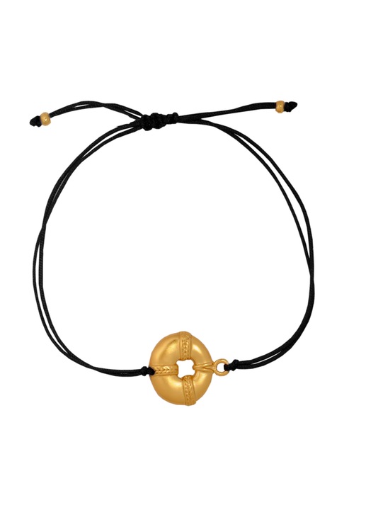 Bratara snur textil cu semiluna celor 3 principii, cultura Quimbaya, placata cu aur de 24 K