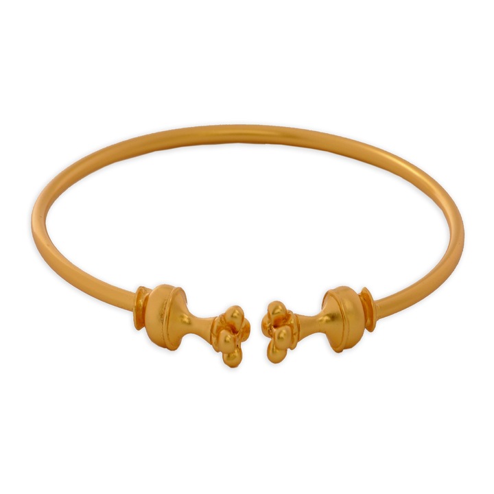 Bratara rigida vas ceremonial poporo, cultura Quimbaya, placata cu aur de 24 K, lungime 0.86 cm