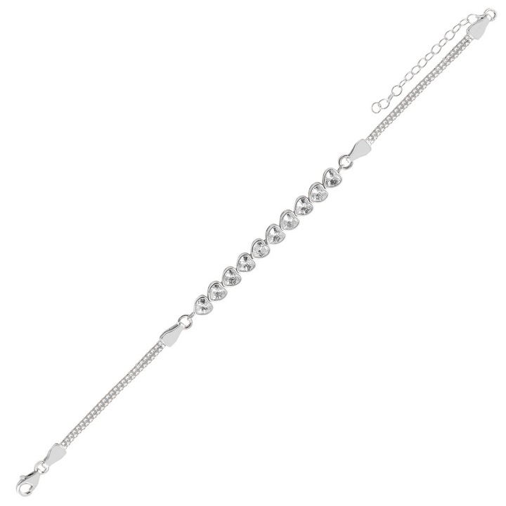 Bratara tenis reglabila din argint 925 cu zirconii inimioare, BeSpecial, BTU0231, Lungime 21,5 cm