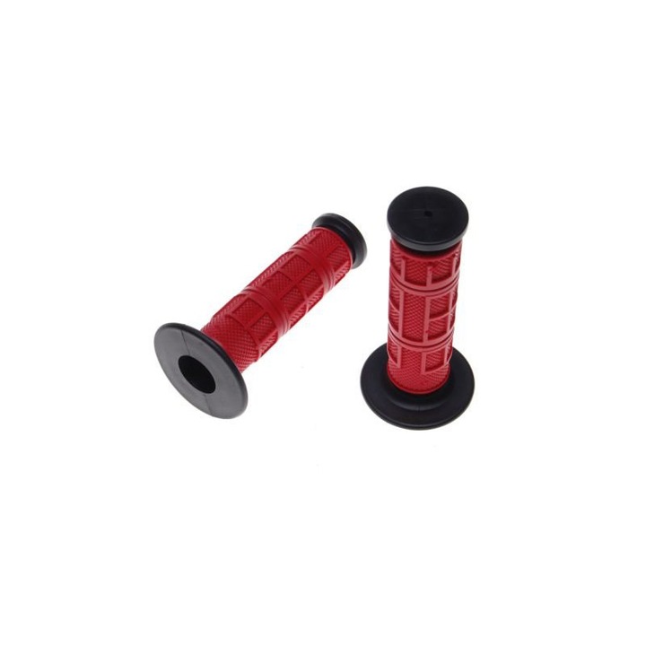 Set 2 mansoane moto WM, lungime 124 mm, culoare rosu/negru