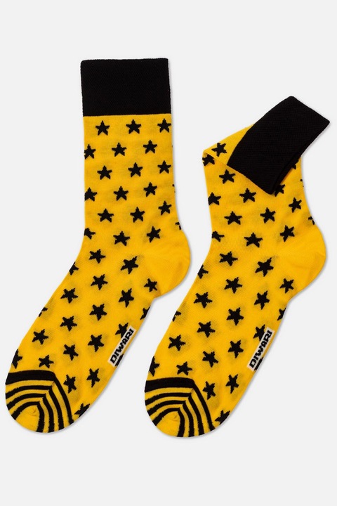 Памучни мъжки чорапи с шарка DiWaRi Happy, Жълт