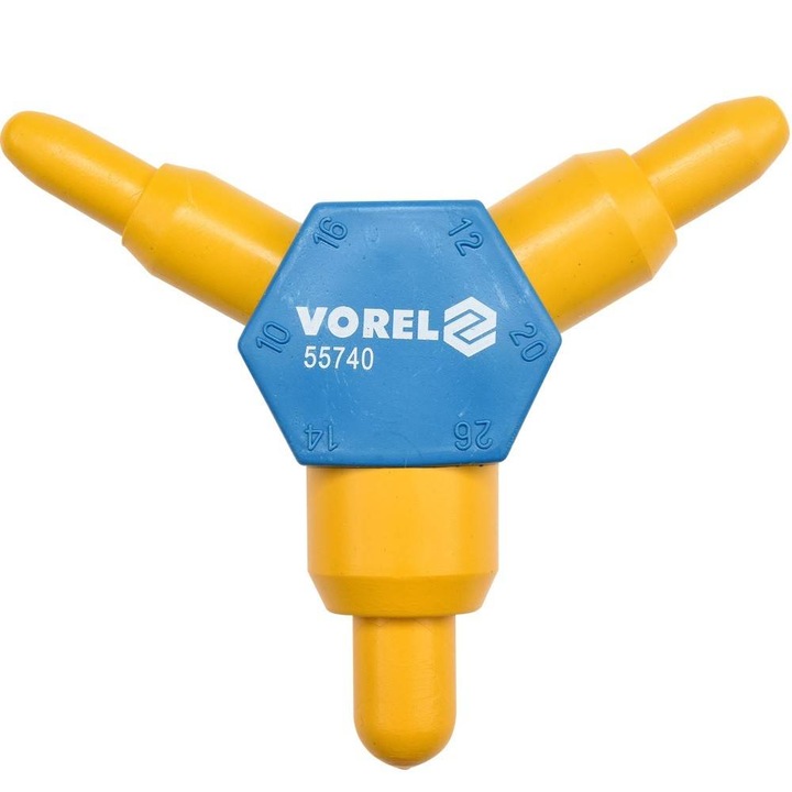 Kalibrátor Vorel 55740 telepítésekhez, kompatibilis 10x16 / 12x20 / 14x26 mm átmérőjű csövekkel