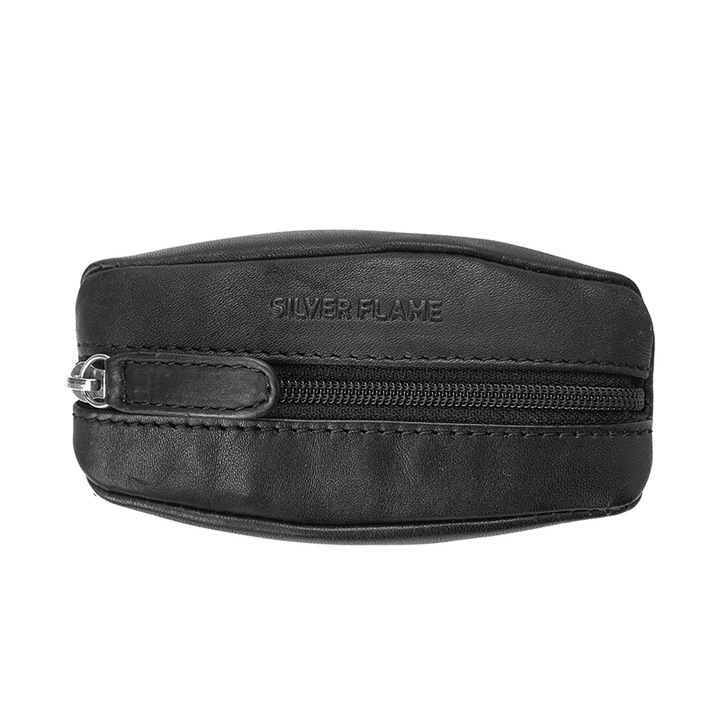 Ключодържател Silver Flame, SFT5201, Черен, Естествена кожа