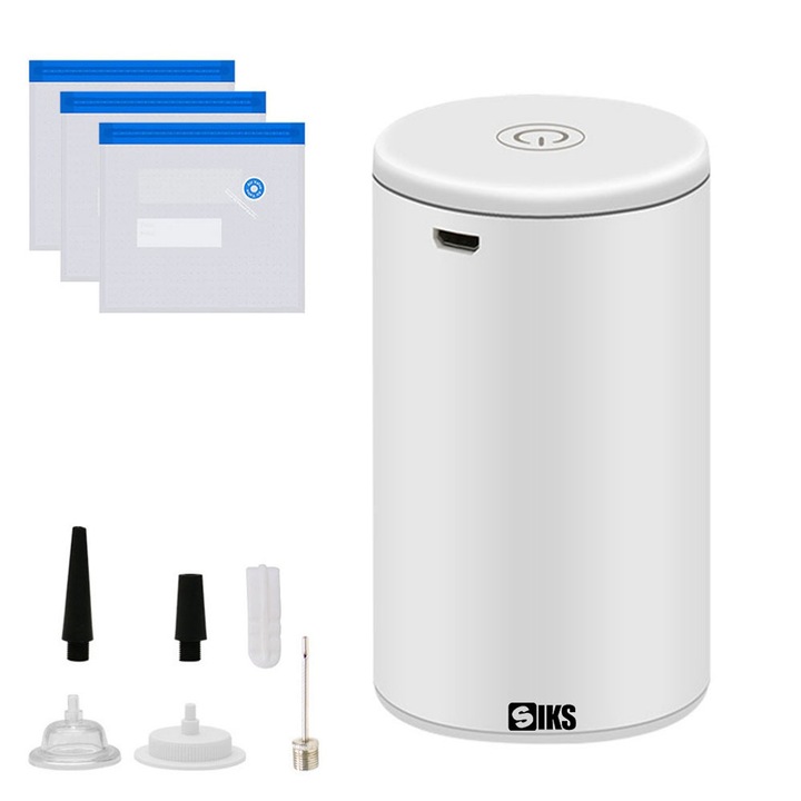 SIKS 2 az 1-ben vákuumcsomagoló gép, szívó és vákuum funkció, fehér