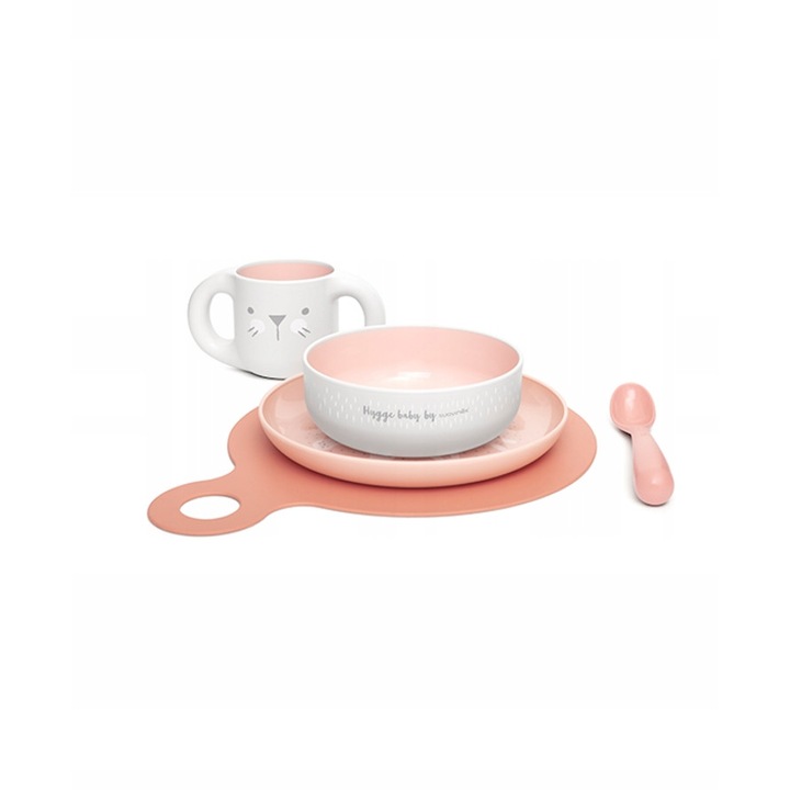 Etetőkészlet, Suavinex, műanyag/polipropilén, 6+ hónapos, fehér/rózsaszín