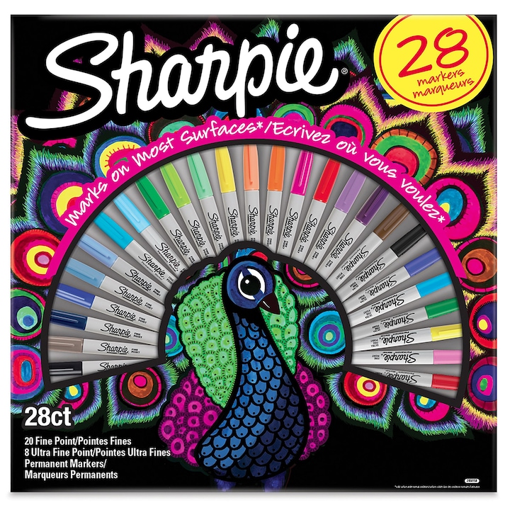 Комплект перманентни маркери Sharpie Big Pack Peacock, 28 броя