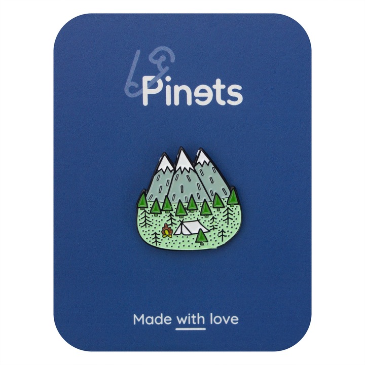 Pin brosa, PINETS, Camping, Verde, 2.5 cm x 2.5 cm